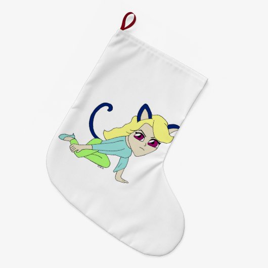 chibi catgirl grote kerstsok (Voorkant (Hangend))