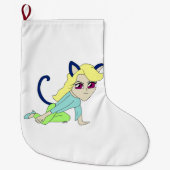 chibi catgirl grote kerstsok (Voorkant)