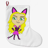 chibi catgirl grote kerstsok (Voorkant)