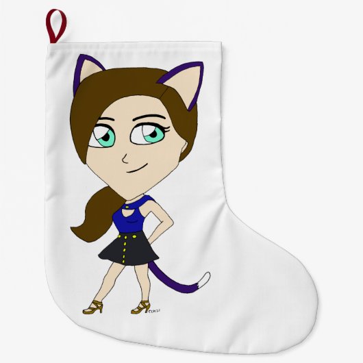 chibi catgirl grote kerstsok (Voorkant)