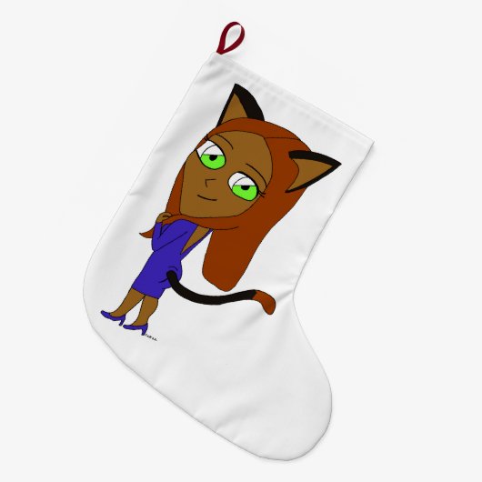 chibi catgirl grote kerstsok (Voorkant (Hangend))