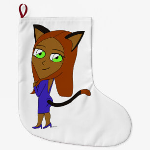 chibi catgirl grote kerstsok