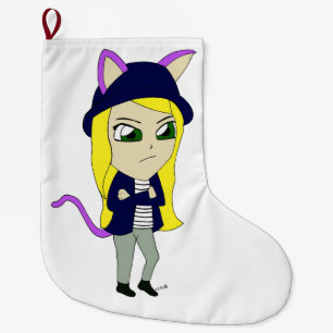 chibi catgirl grote kerstsok