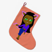 chibi catgirl grote kerstsok (Voorkant (Hangend))