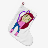 chibi catgirl grote kerstsok (Voorkant (Hangend))