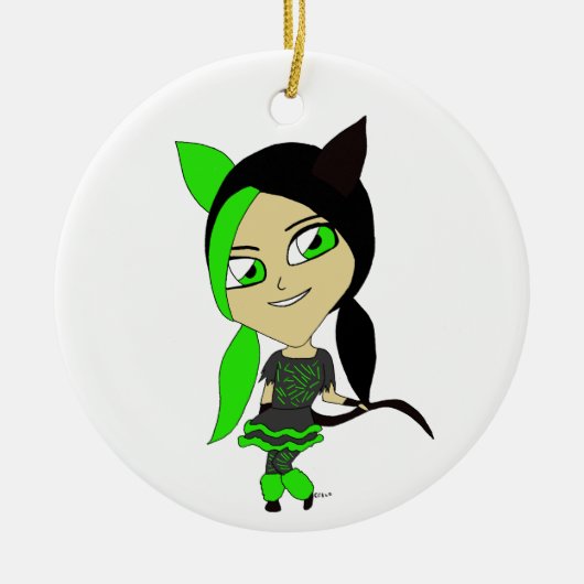 chibi catgirl keramisch ornament (Voorkant)