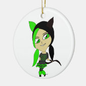 chibi catgirl keramisch ornament (Links)