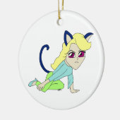 chibi catgirl keramisch ornament (Links)