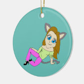 chibi catgirl keramisch ornament (Links)