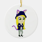 chibi catgirl keramisch ornament (Voorkant)