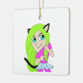 chibi catgirl keramisch ornament (Links)