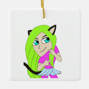 chibi catgirl keramisch ornament