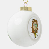 chibi catgirl keramische bal ornament (Links)