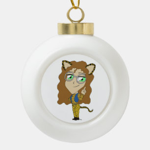 chibi catgirl keramische bal ornament