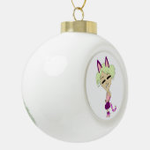 chibi catgirl keramische bal ornament (Links)