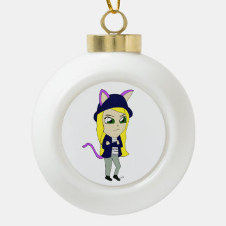 chibi catgirl keramische bal ornament