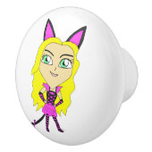 chibi catgirl keramische knop (Rechts)