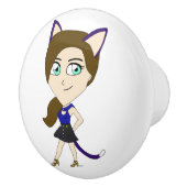 chibi catgirl keramische knop (Rechts)
