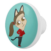 chibi catgirl keramische knop (Rechts)