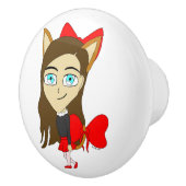 chibi catgirl keramische knop (Rechts)