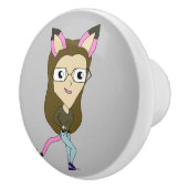 chibi catgirl keramische knop (Rechts)