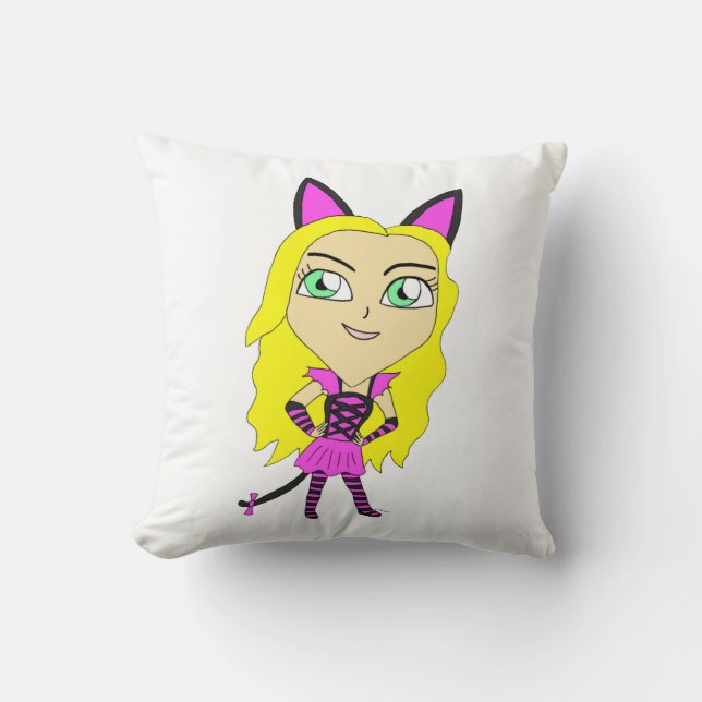 chibi catgirl kussen (Voorkant)