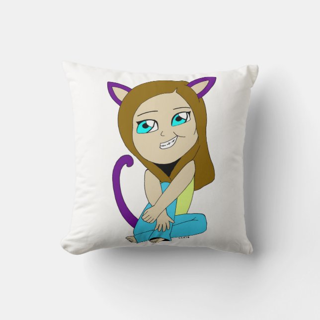 chibi catgirl kussen (Voorkant)