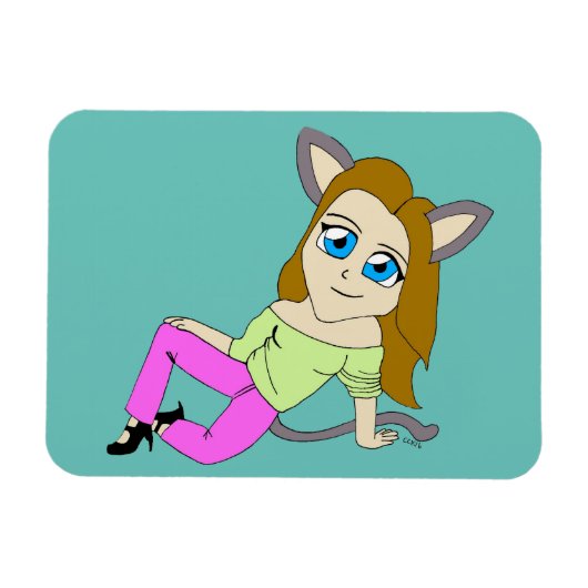 chibi catgirl magneet (Horizontaal)