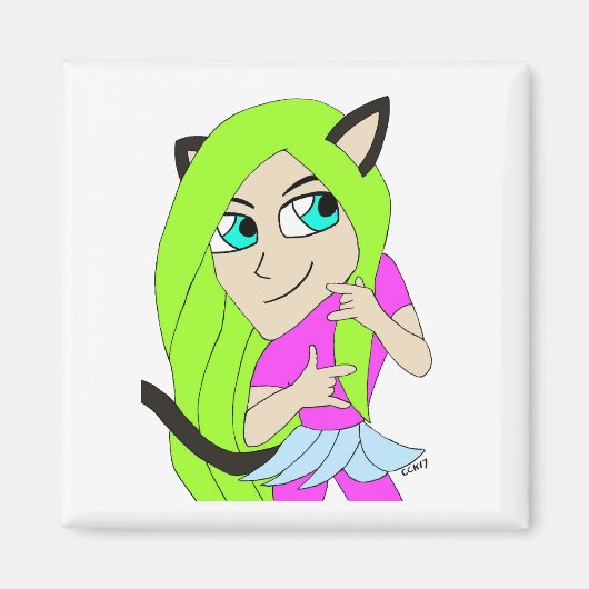 chibi catgirl magneet (Voorkant)