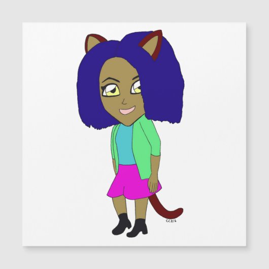 chibi catgirl magnet (Voorkant)