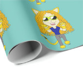 Chibi Catgirl met poten Cadeaupapier (Rol Hoek)