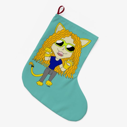 Chibi Catgirl met poten Grote Kerstsok (Voorkant (Hangend))