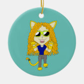 Chibi Catgirl met poten Keramisch Ornament (Voorkant)