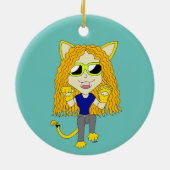 Chibi Catgirl met poten Keramisch Ornament (Achterkant)