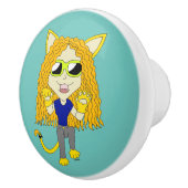Chibi Catgirl met poten Keramische Knop (Rechts)