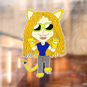 Chibi Catgirl met poten Raamsticker