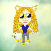 Chibi Catgirl met poten Raamsticker (Vel 3)