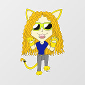 Chibi Catgirl met poten Raamsticker (Vel)