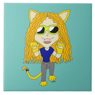 Chibi Catgirl met poten Tegeltje