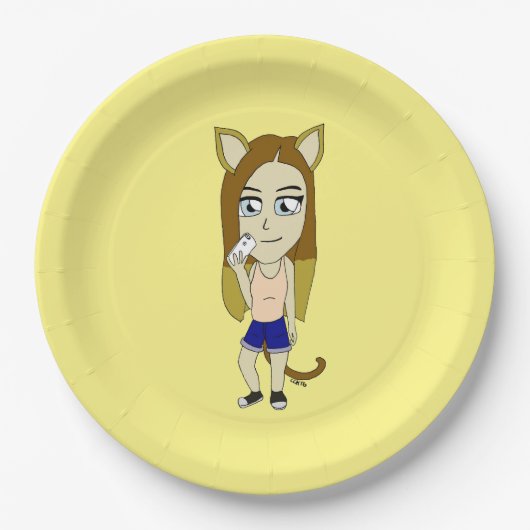 Chibi Catgirl Papieren Bordje (Voorkant)