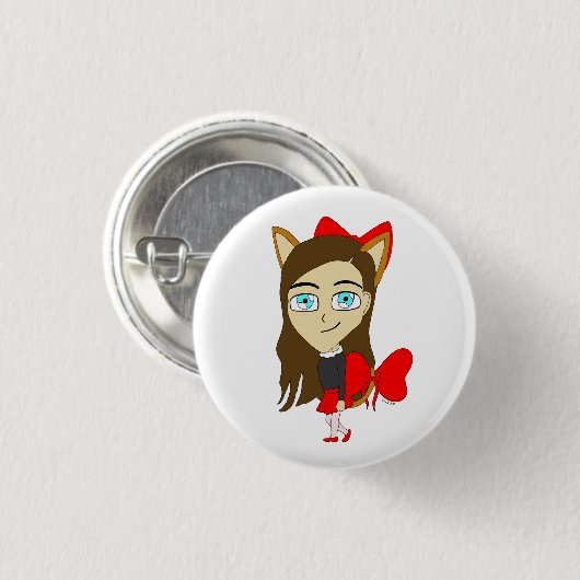 chibi catgirl ronde button 3,2 cm (Voorkant /achterkant)