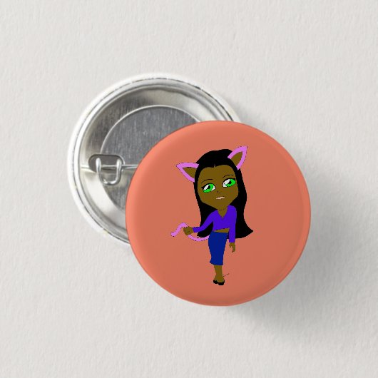 chibi catgirl ronde button 3,2 cm (Voorkant /achterkant)