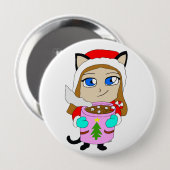 chibi catgirl ronde button 4,0 cm (Voorkant /achterkant)