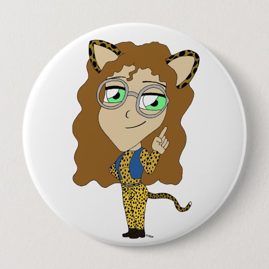 chibi catgirl ronde button 4,0 cm (Voorkant)