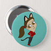 chibi catgirl ronde button 4,0 cm (Voorkant /achterkant)