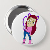 chibi catgirl ronde button 4,0 cm (Voorkant /achterkant)