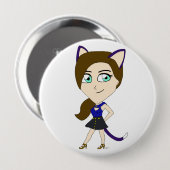 chibi catgirl ronde button 4,0 cm (Voorkant /achterkant)