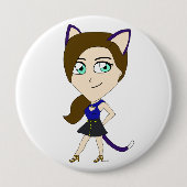 chibi catgirl ronde button 4,0 cm (Voorkant)