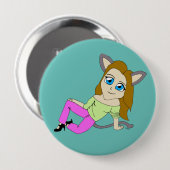 chibi catgirl ronde button 4,0 cm (Voorkant /achterkant)