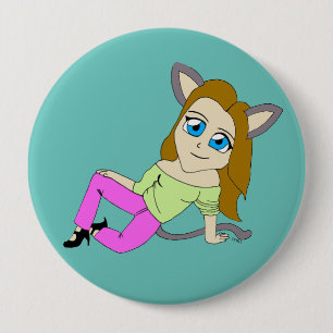 chibi catgirl ronde button 4,0 cm